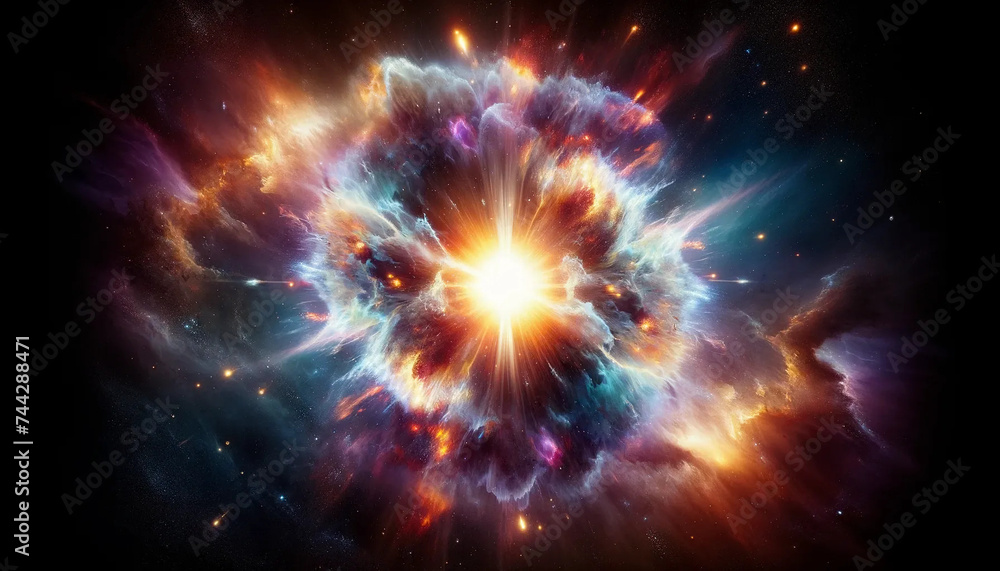 A supernova explosion in the depths of space, illustrating the awe-inspiring power of such cosmic events - obrazy, fototapety, plakaty 