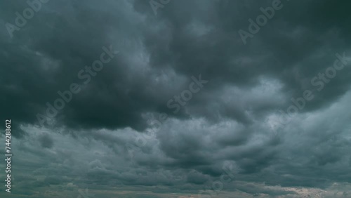 Magic Dramatic Sky In Rainy Weather. Dark Thunderstorm Clouds Rainy Atmosphere. Nature Background. photo
