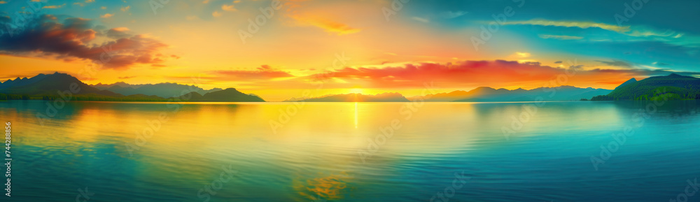 Obraz premium Sunset over lake