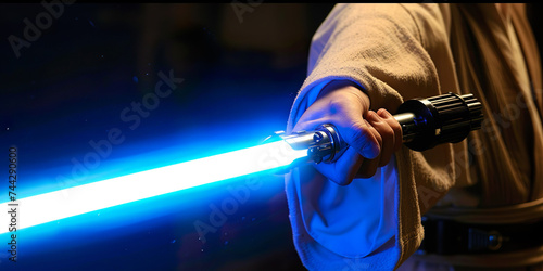 Person in costume, with laser sword