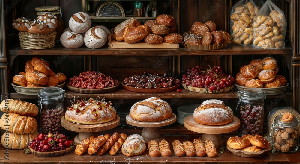 A tempting display of freshly baked bread and pastries awaits at the indoor bakery, offering a mouthwatering assortment of fast food snacks and delectable treats