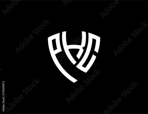 PKC creative letter shield logo design vector icon illustration
