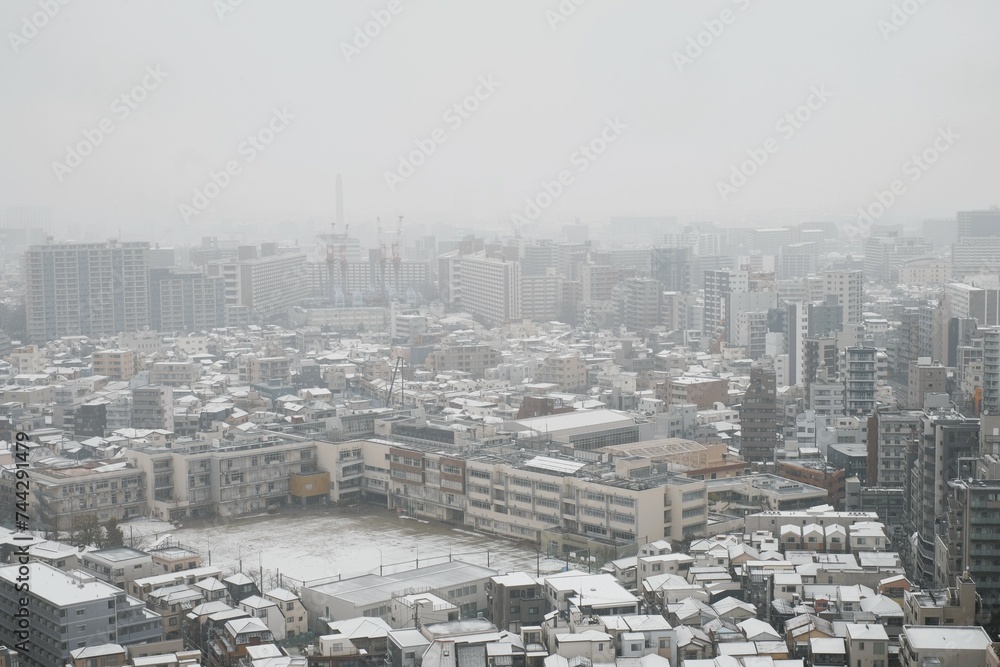 view of the city in winter	