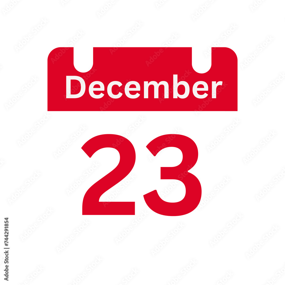 December 23 Calendar Day or Calendar Date for Deadlines / Appointment On a clear transparent background December 23 Calendar Day or Calendar Date for Deadlines / Appointment On a clear transparent background