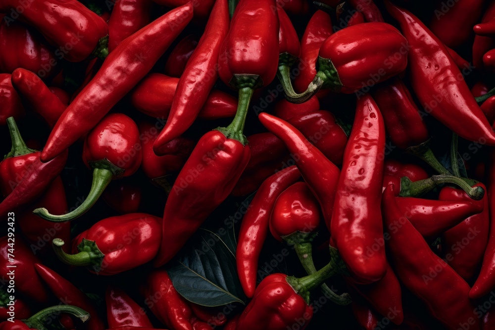 Red chili peppers. Hot fresh plant. Generate Ai