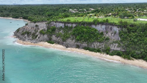 Espelho Beach In Trancoso Bahia Brazil. Beach Landscape. Brazilian Northeast. Bahia Brazil. Seascape Outdoor. Espelho Beach In Trancoso Bahia Brazil. Peaceful Scenery Of Tourism. photo