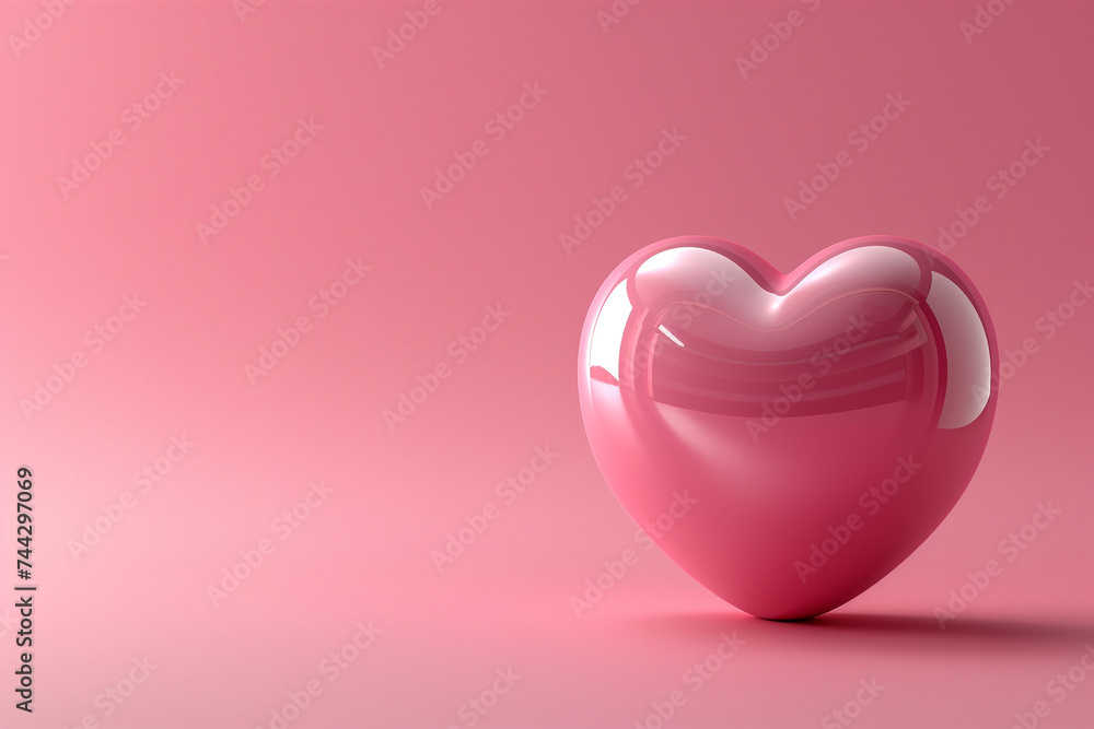 3d pink heart on soft pink bakcground