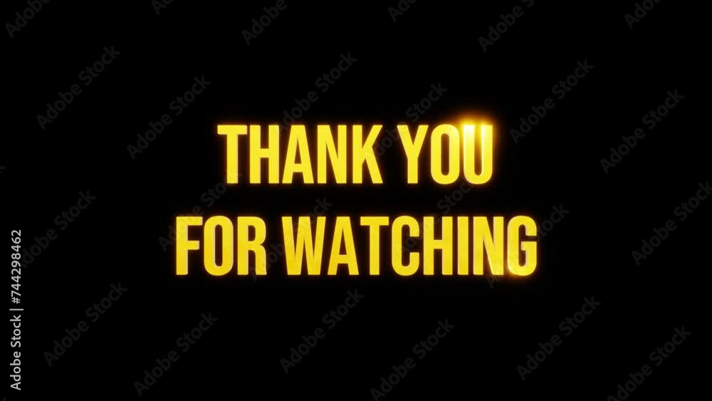 Animation thank you for watching text gold on black isolated background. Suitable for end screen of video. 4k video looping. 3d illustration rendering Animation thank you for watching text gold on black isolated background. Suitable for end screen of video. 4k video looping. 3d illustration rendering