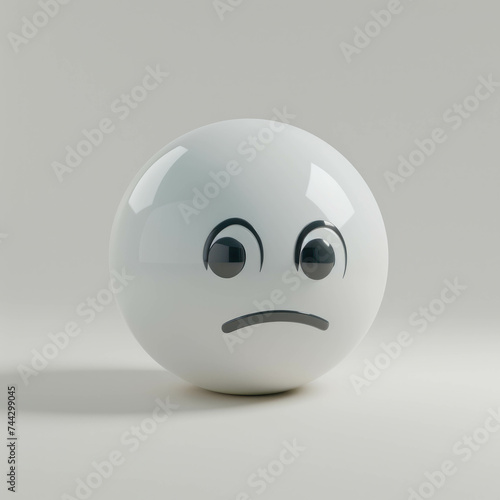 Delve into the depths of thought with this enchanting 3D render of a thinking face emoji on a white sphere, inviting viewers to ponder and reflect. AI generative.