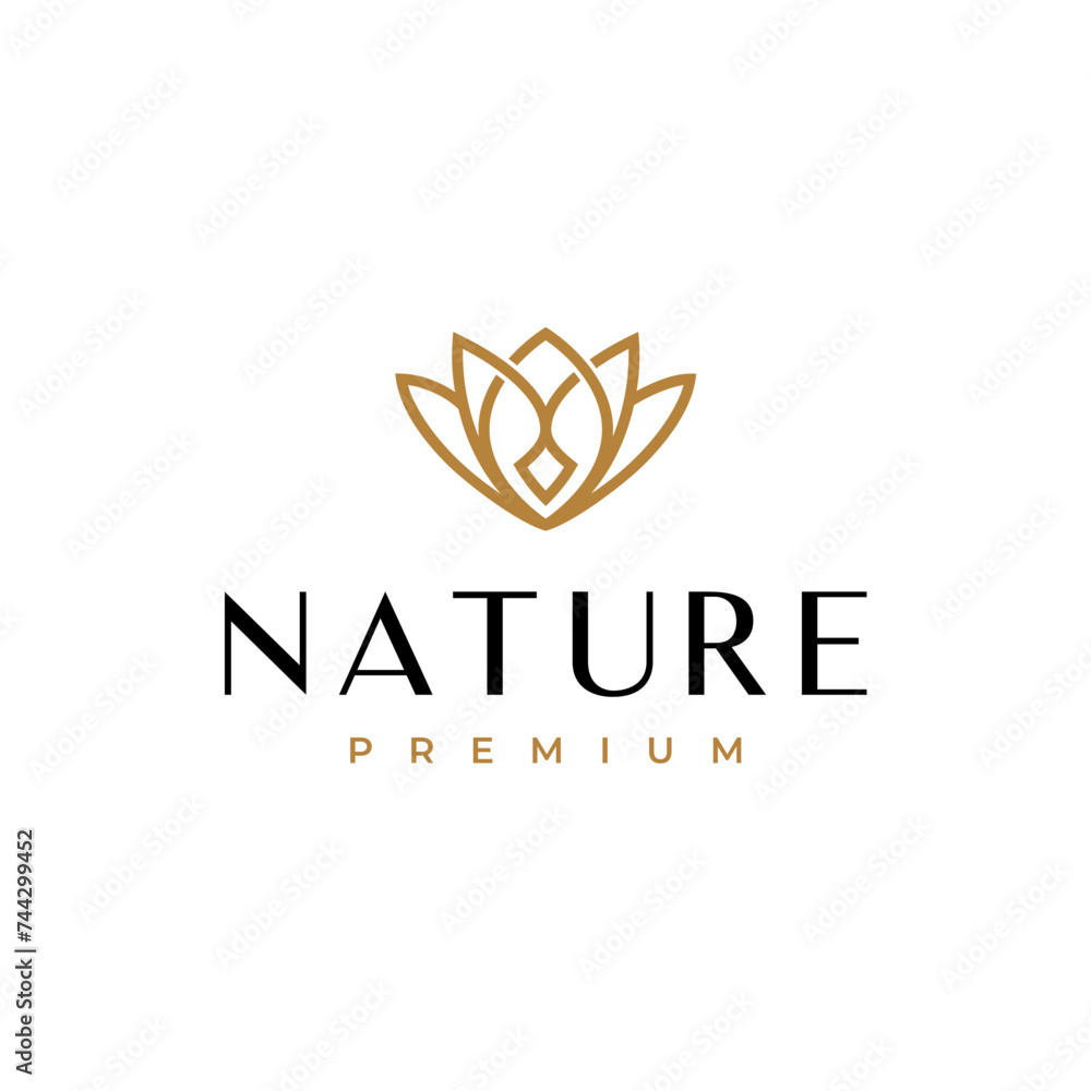 Luxury logo design concept, Flower lotus logo, Beauty or spa logo template	