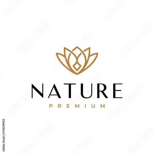 Luxury logo design concept, Flower lotus logo, Beauty or spa logo template	