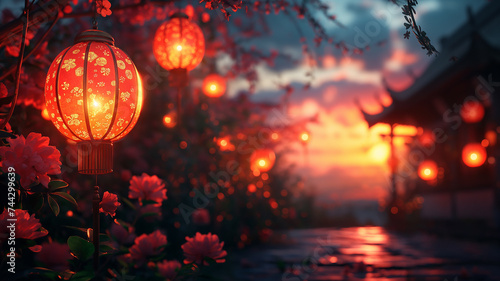 red lantern at night