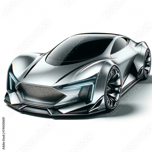 elegant futuristic vehicle car with silver metallic painting color illustration