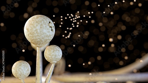Tableau sur toile 3d rendering Mucor, also known as black fungus, is a life-threatening fungal infection that can cause pneumonia in the lungs