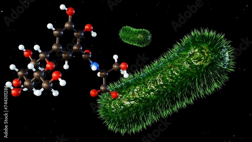 3d rendering of salmochelin molecule, enterobactin produced by Salmonella species photo