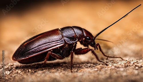 Magnified Portrait of a Cockroach on Sandy Surface