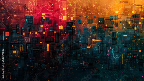 Futuristic Cityscape Inspired by Electronic Circuitry photo