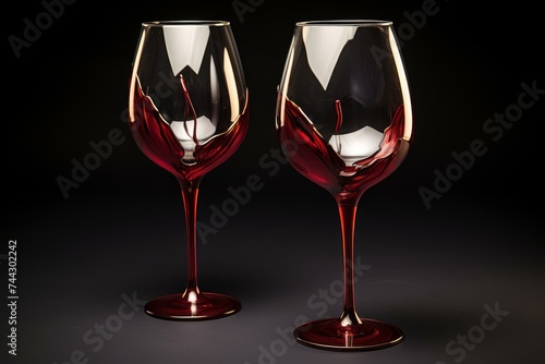 Red wine glasses. Cellar liquid. Generate Ai