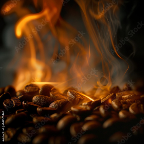 close up Coffee Beans roasting