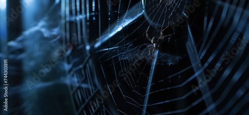 A spider has spun a web between the fan blades blocking any potential air flow.