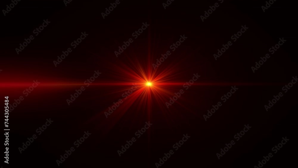 4K loop center flickering red star sun lights optical lens flares shiny animation art on black abstract background. Lighting lamp rays effect dynamic bright video 4K loop center flickering red star sun lights optical lens flares shiny animation art on black abstract background. Lighting lamp rays effect dynamic bright video