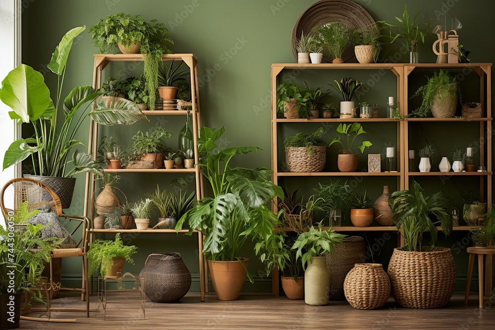 Fototapeta premium Bohemian Style Indoor Planters: Embracing Biophilic Design in Home Interiors