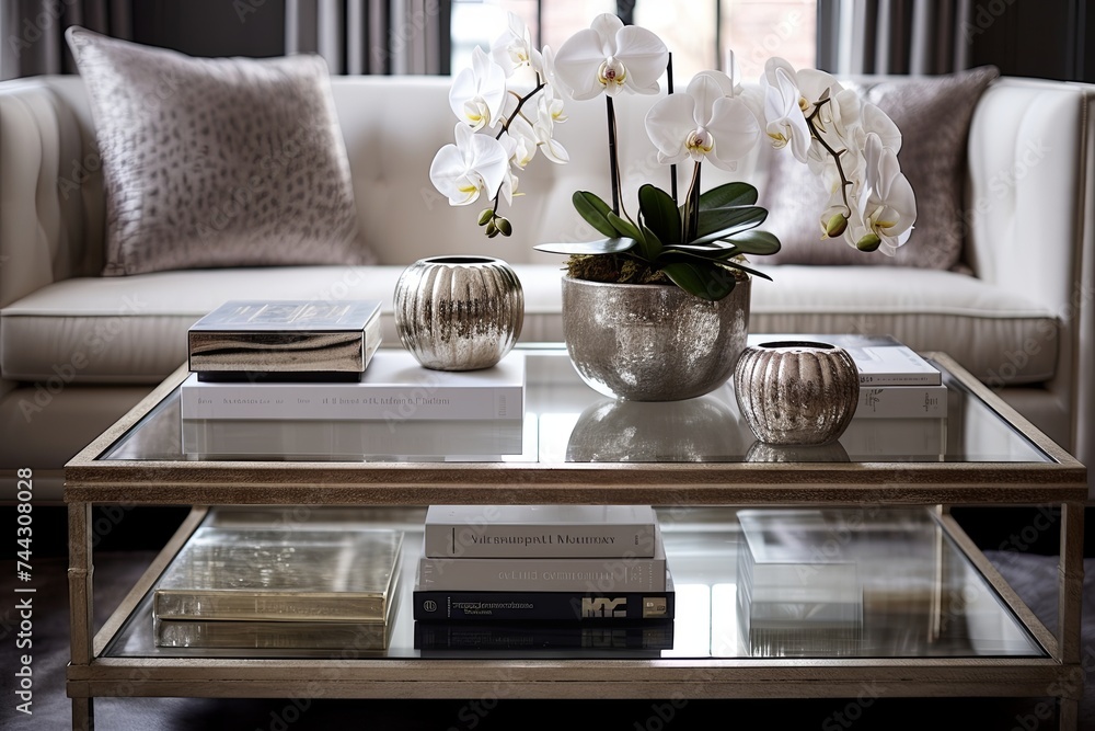 Glass Coffee Table Decor Ideas for a Hollywood Glam Living Room with ...