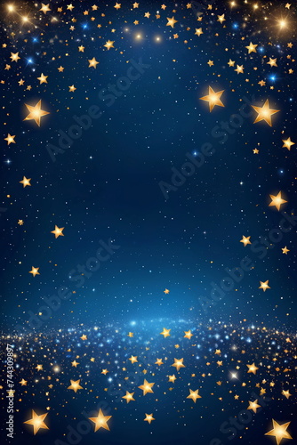 gold stars on navy blue background, particles and sparkling_03
