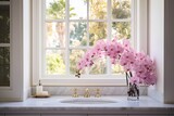 Rose Gold Bathroom Fixtures Transform Sunny Space with Window Frame Match