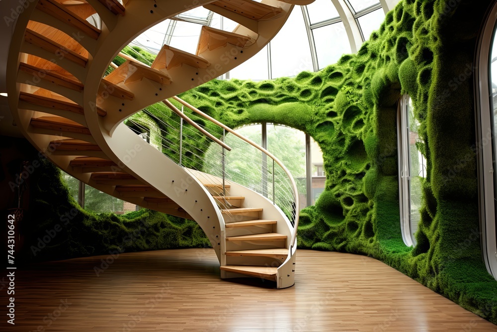 Spiral Staircase Green Wall Integration: Biophilic Design Inspirations ...