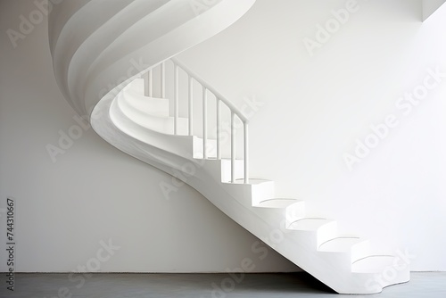Minimalist White Spiral Staircase Design Inspirations on Wall Background