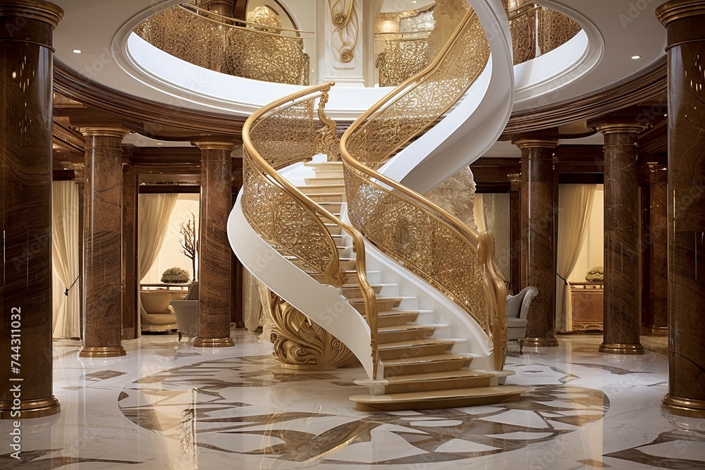Luxurious Marble Villa Centerpiece: Spiral Staircase Design ...