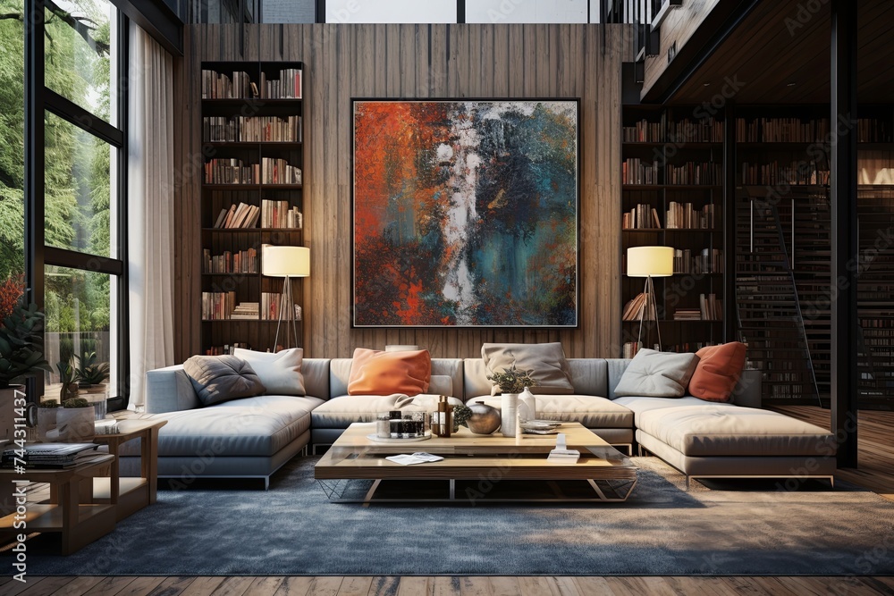 Sunken Living Room Concepts: Modern Visual Frame Wall Art