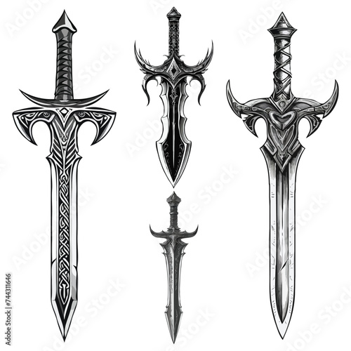 vector sword icons set photo