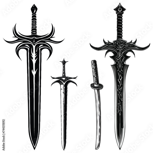 vector sword icons set