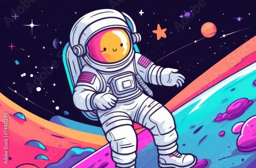 Astronaut in spacesuit,Astronaut exploring space. Space suit of an astronaut performing space activity in space against the background of stars and planets. Manned space flight.