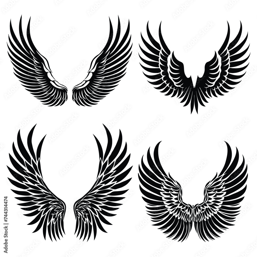 Vector free vector flat design angel eagle wings silhouette Vector free vector flat design angel eagle wings silhouette