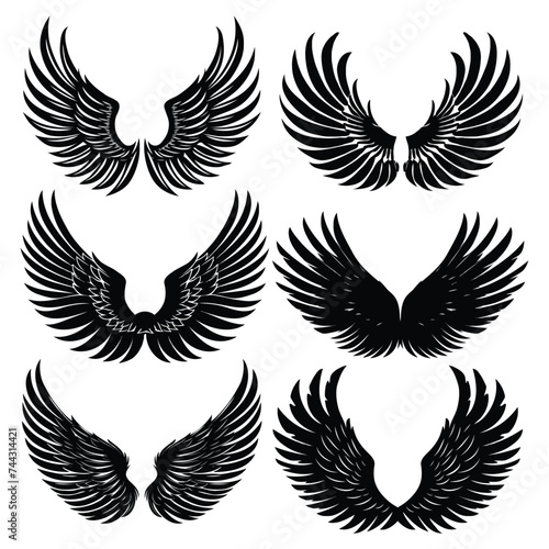 Vector free vector flat design angel eagle wings silhouette