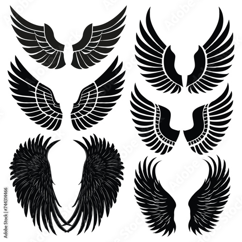 Vector free vector flat design angel eagle wings silhouette