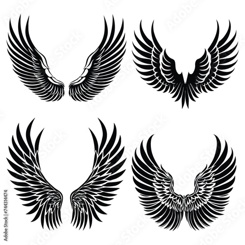 Vector free vector flat design angel eagle wings silhouette © MD