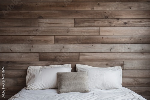 Rustic Zen Minimalist Bedrooms with Wooden Board Headboard in Farmhouse Style