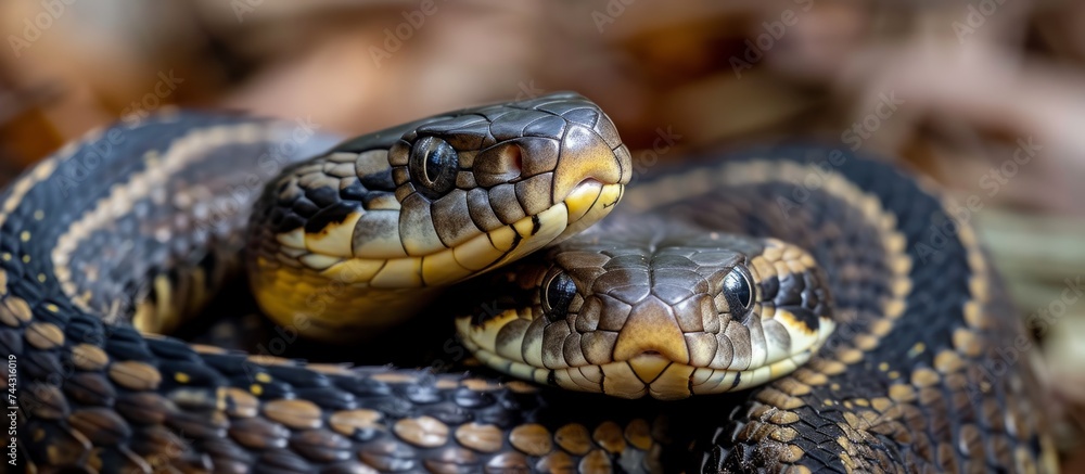Detailed close up of a frightening snake with its mouth wide open in a warning display Detailed close up of a frightening snake with its mouth wide open in a warning display