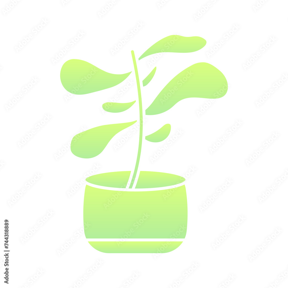 Indoor Plant In Pot Flat Gradient Style Indoor Plant In Pot Flat Gradient Style