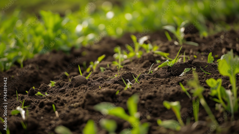 In this image we see a closer look at the earthy soil of the vineyard enriched with organic nutrients and perfectly nourishing the healthy gvines. In this image we see a closer look at the earthy soil of the vineyard enriched with organic nutrients and perfectly nourishing the healthy gvines.
