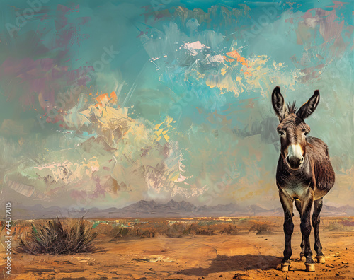 Donkey photo on the desert
