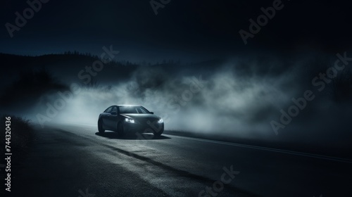 Car driving on road at night © Media Srock
