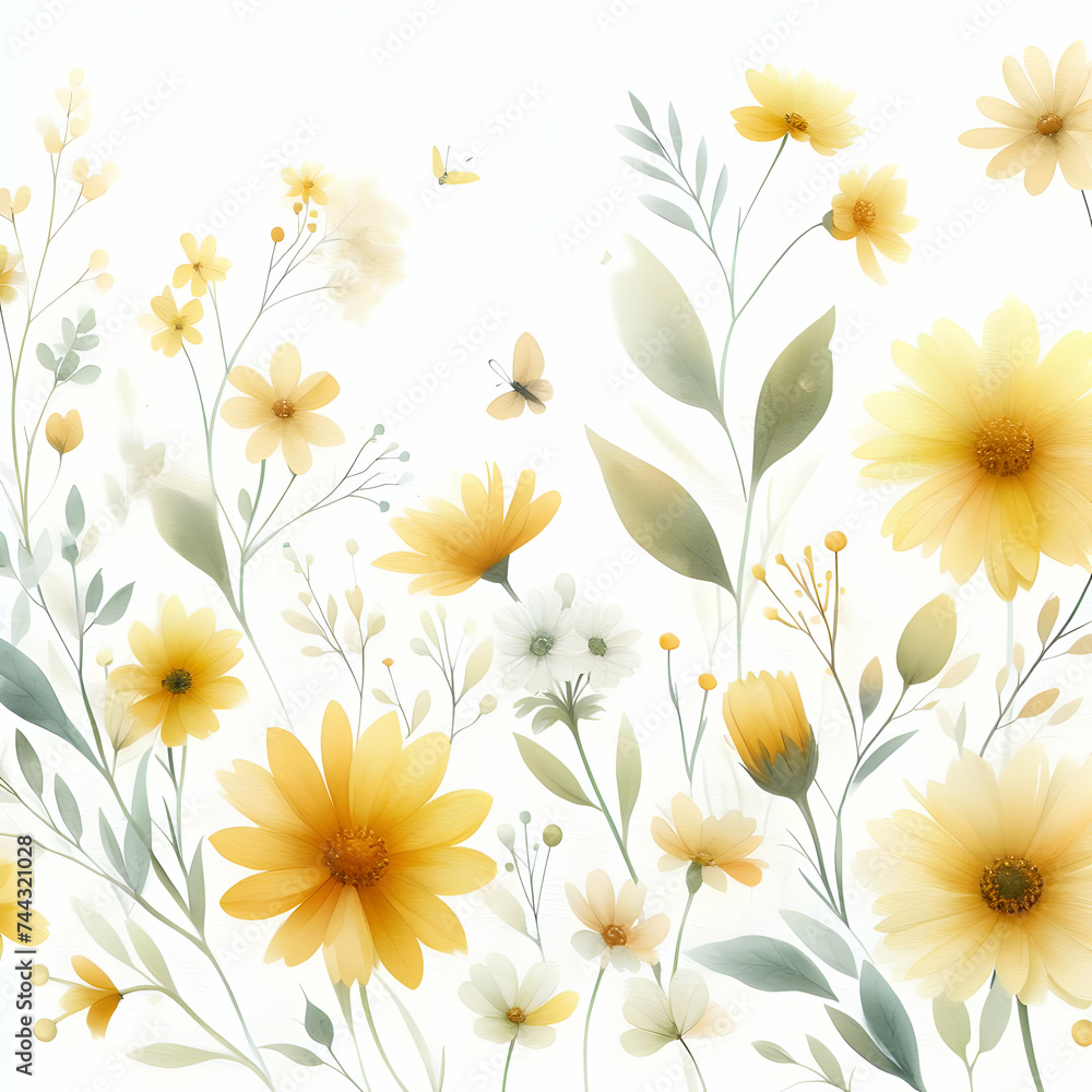 seamless background with camomiles. flower, floral, nature, pattern, daisy, summer, flowers, spring, illustration, vector, camomile, plant ,Ai generated 