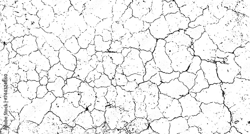 Grunge texture with black color, Vintage black and white a cracked wall, a black and white vector of a cracked wall, cracked grunge texture background, a black and white vector of cracked concrete 