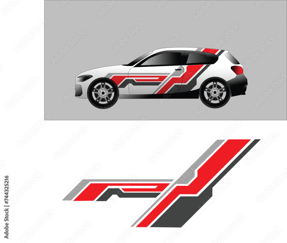 racing car body car decal design.