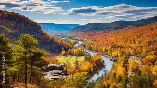 Autumn colors in a beautiful mountain valley scenery